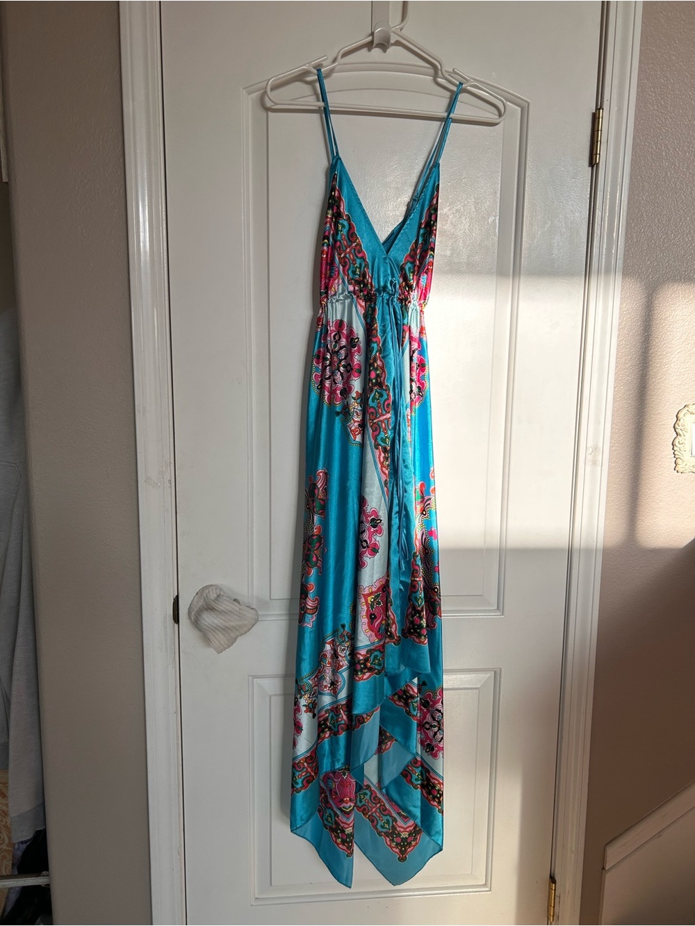 Blue and Pink Spaghetti Strap Maxi Sundress - Picture 11 of 16
